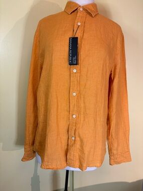 Banana Republic Orange Linen Shirt - Lightweight Button-Down
